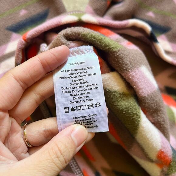 Eddie Bauer Fleece 1/4 Zip Sweater M Geometric Outdoor Granola Girl Cabincore - Picture 3 of 7